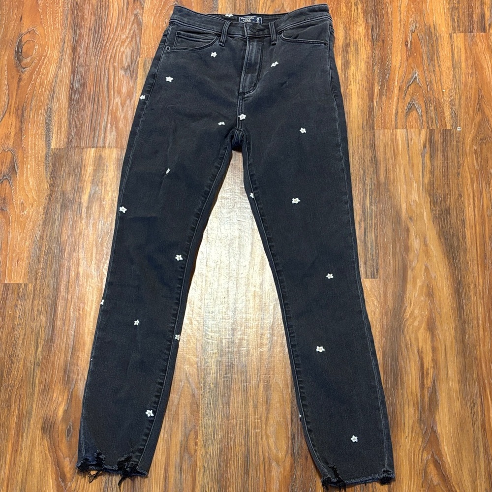 Abercrombie & Fitch Black Jeans with White Accents